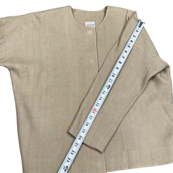 PAUW Linen Blend Tan Short Hidden Button Lightweight Blazer Pocket‎ No Collar 0 - Picture 12 of 13